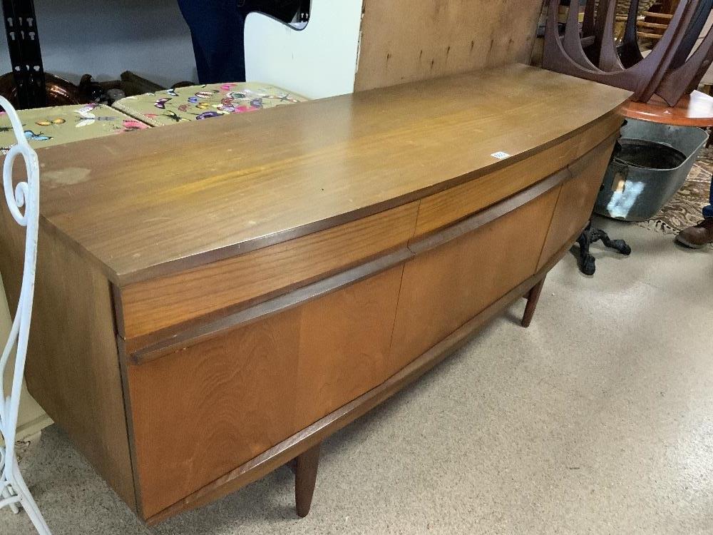 A MID CENTURY TEAK BOW FRONTED SIDEBOARD BY - EON. - Image 2 of 4