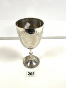 A VICTORIAN HALLMARKED SILVER FOLIATE ENGRAVED GOBLET, LONDON 1890, MAKER JOHN ALDWINCKLE AND THOMAS