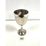 A VICTORIAN HALLMARKED SILVER FOLIATE ENGRAVED GOBLET, LONDON 1890, MAKER JOHN ALDWINCKLE AND THOMAS