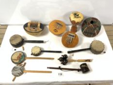 MIXED VINTAGE AFRICAN MUSICAL INSTRUMENTS