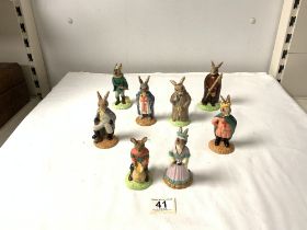 EIGHT ROYAL DOULTON BUNNYKINS FIGURES FROM THE ROBIN HOOD COLLECTION.