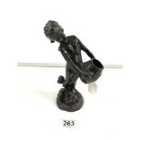 A BRONZE FIGURE OF A BOY WATER CARRIER; 25CMS.