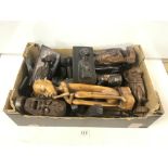 LARGE QUANTITY OF CARVED AFRICAN FIGURES; TRIBAL, INCLUDES BOOK ENDS