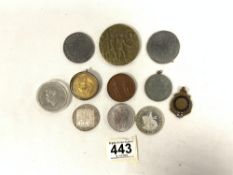 A LUSITANIA MEDAL, AND OTHER COINS AND MEDALLIONS.