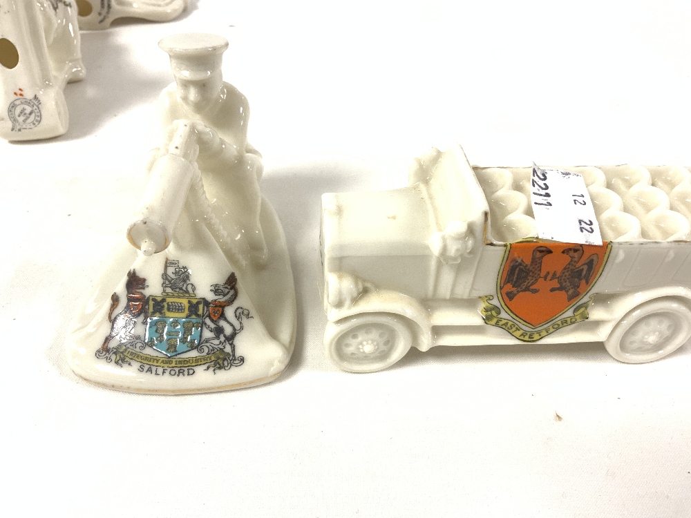 ARCADIAN CRESTED WARE SOLDIER ON MOTOR BIKE, AND A MACHINE GUNNER, AND THREE OTHERS. - Image 4 of 4