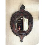 CARVED WOODEN ROCOCO STYLE BEVELLED MIRROR 97 X 60 CM