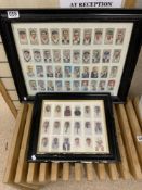 TWO FRAMED AND GLAZED CIGARETTE CARDS CRICKET RELATED PLAYERS AND WILLS