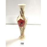 MOORCROFT CORNFLOWER RED POPPY DESIGNED VASE ON CREAM GROUND 32CM