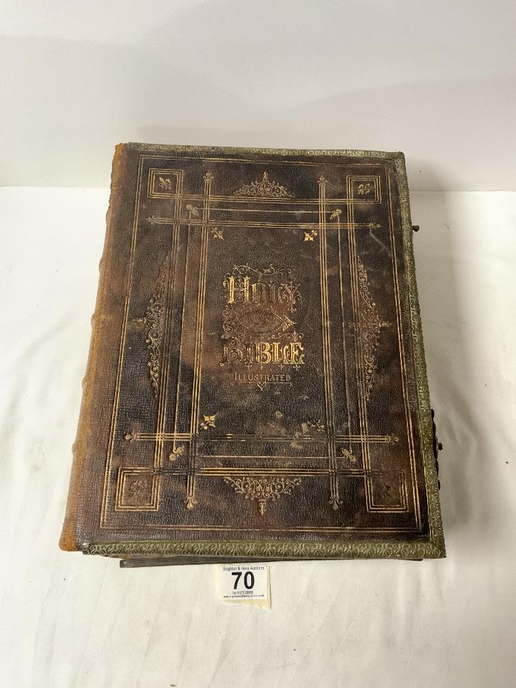 A VICTORIAN FAMILY BIBLE, [ BROKEN CLASP BUT THERE ].