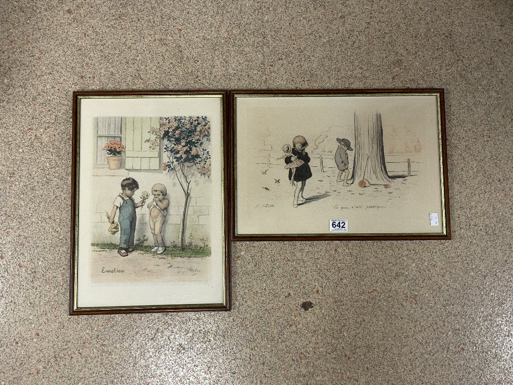 TWO GEORGE REDON (1869-1943) COLOUR PRINTS OF CHILDREN LARGEST 48 X 33CM