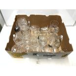 BACCARAT ENGRAVED WINE GLASS, EDINBURGH CRYSTAL TANKARD, SET OF SIX 1960s SHERRY GLASSES, AND
