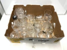 BACCARAT ENGRAVED WINE GLASS, EDINBURGH CRYSTAL TANKARD, SET OF SIX 1960s SHERRY GLASSES, AND