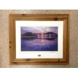 SIGNED PHILIP DUNN COLOURED PRINT OF BRIGHTON WEST PIER PINE FRAMED AND GLAZED 63 X 53CM