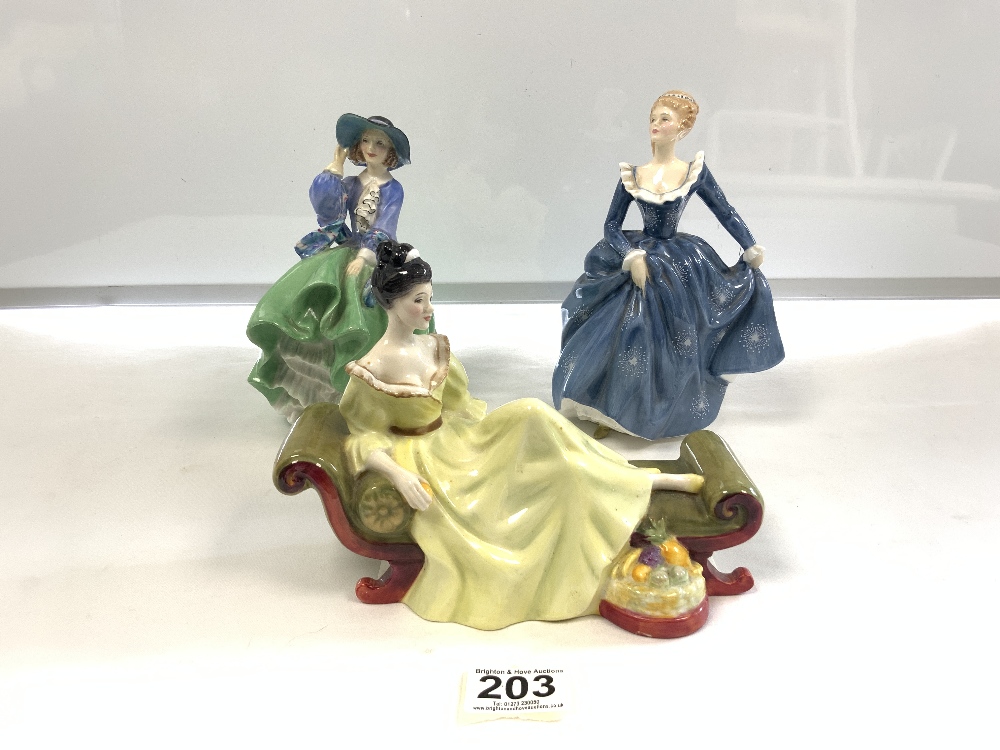 THREE ROYAL DOULTON FIGURES - AT EASE HN2473, TOP O THE HILL HN1833 AND FRAGRANCE HN 2334. - Image 2 of 3