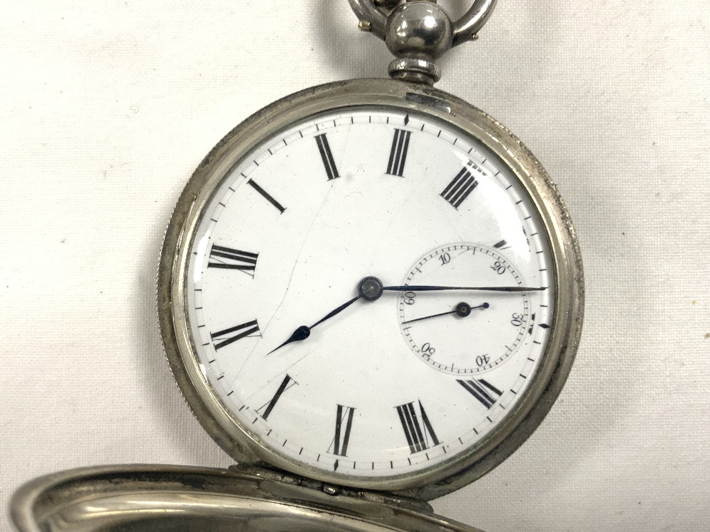 HALLMARKED SILVER FULL HUNTER POCKET WATCH BY J W BENSON ROYAL WARRANT TO THE QUEEN WITH - Image 4 of 7