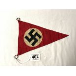 A THIRD REICH SECOND WORLD WAR TRIANGULAR CAR FLAG.