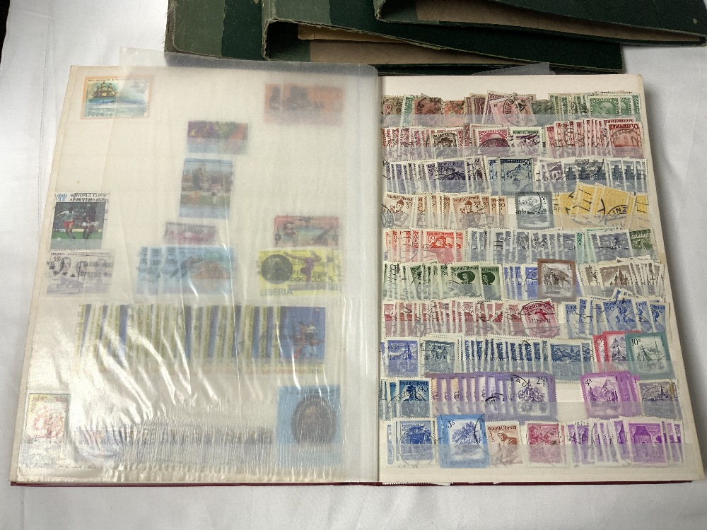 ALBUM OF WORLD STAMPS AND THREE FOLDERS OF BRITISH STAMPS ON ENVELOPES - Image 4 of 6