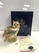 BOXED LARGE ROYAL CROWN DERBY LONG EARED OWL LIMITED EDITION NO 35 OF 300 28CM