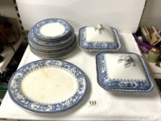 MALING BLUE AND WHITE TWENTY PIECE PART DINNER SERVICE.