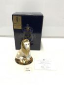 ROYAL CROWN DERBY PORCELAIN LIMITED EDITION 1613 OF 2000 - HERALDIC LION PAPERWIEGHT, DESIGNED BY