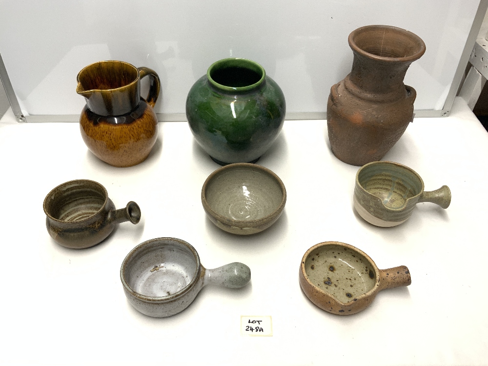 A QUANTITY OF GLAZED AND UNGLAZED STUDIO AND OTHER POTTERY, VASES, JUGS, DISHES, INCLUDES - JILL - Image 2 of 12