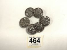 SIX WHITE METAL BUTTONS