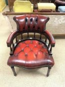 CHESTERFIELD OFFICE ARMCHAIR OX BLOOD RED BUTTON BACKED