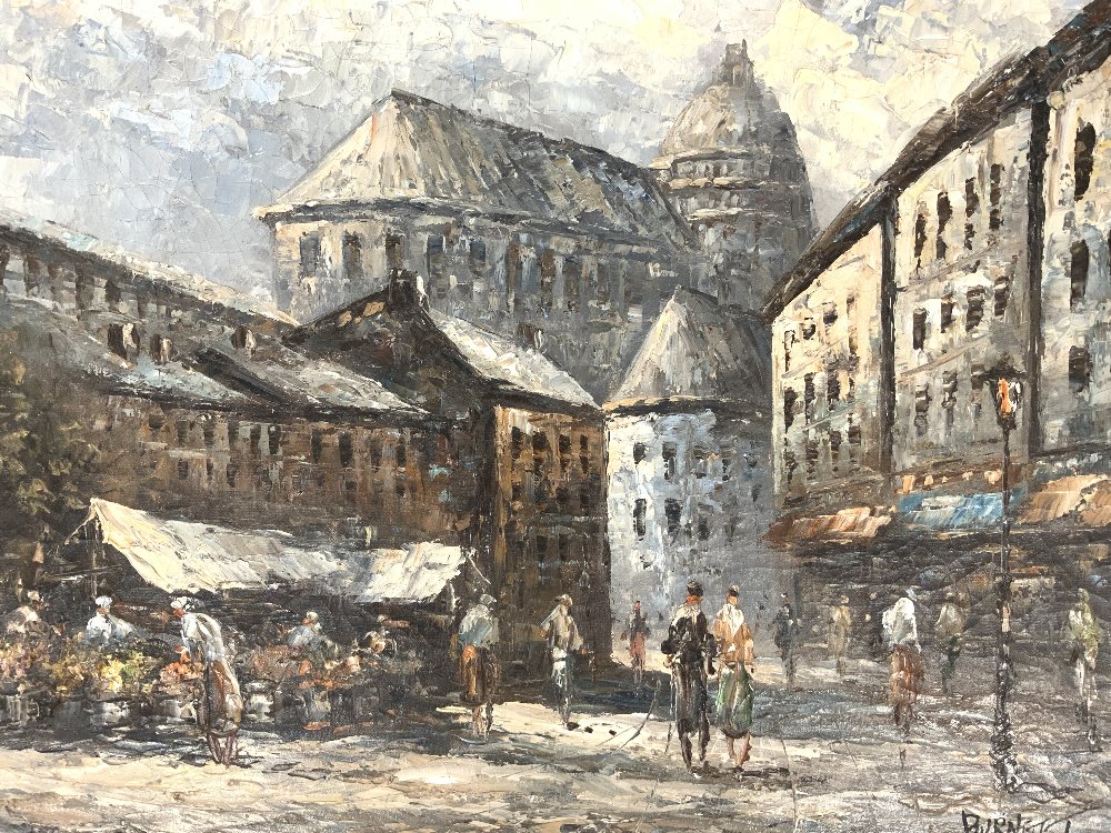 UNFRAMED OIL ON CANVAS - CONTINENTAL MARKET STREET SCENE, 90X60. - Image 2 of 4