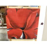 SIGNED MODERN CANVAS PICTURE OF A POPPY 61 X 61CM