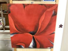 SIGNED MODERN CANVAS PICTURE OF A POPPY 61 X 61CM