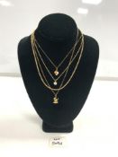 375 NECKLACE WITH THREE 375 GOLD NECKLACES AND 375 GOLD PENDANTS TOTAL WEIGHT 15 GRAMS