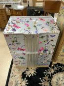 VINTAGE FOUR DRAWER CHEST DECOUPAGED WITH DRAGON FLIES