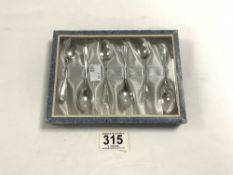 A SET OF SIX HALLMARKED SILVER COFFEE SPOONS, BIRMINGHAM 1936, MAKER; ARTHUR PRICE AND Co, 49 GRAMS,