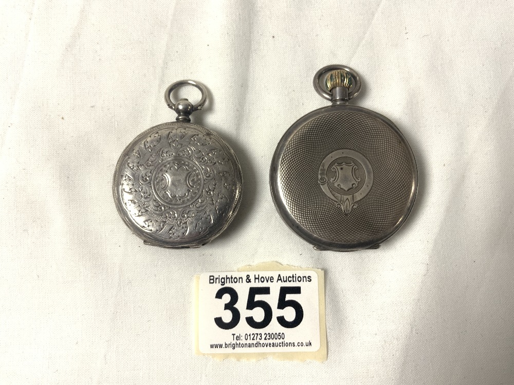 TWO HALLMARKED SILVER ENGINE TURNED POCKET WATCHES, AF. - Image 2 of 6