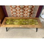 RETRO PART TILED TOP COFFEE TABLE WITH SPLAYED LEGS 141 X 50 X 35CM