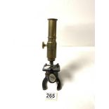 AMERICAN BRASS AND CAST IRON STUDENTS MICROSCOPE BY GALL LEMBKE NEW YORK 22CM