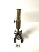 AMERICAN BRASS AND CAST IRON STUDENTS MICROSCOPE BY GALL LEMBKE NEW YORK 22CM