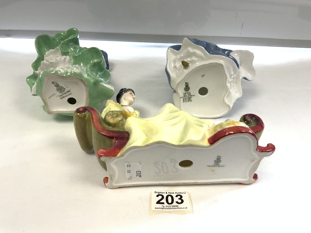THREE ROYAL DOULTON FIGURES - AT EASE HN2473, TOP O THE HILL HN1833 AND FRAGRANCE HN 2334. - Image 3 of 3