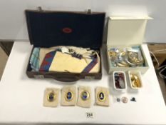 A QUANTITY OF MASONIC REGALIA, WITH CASE.