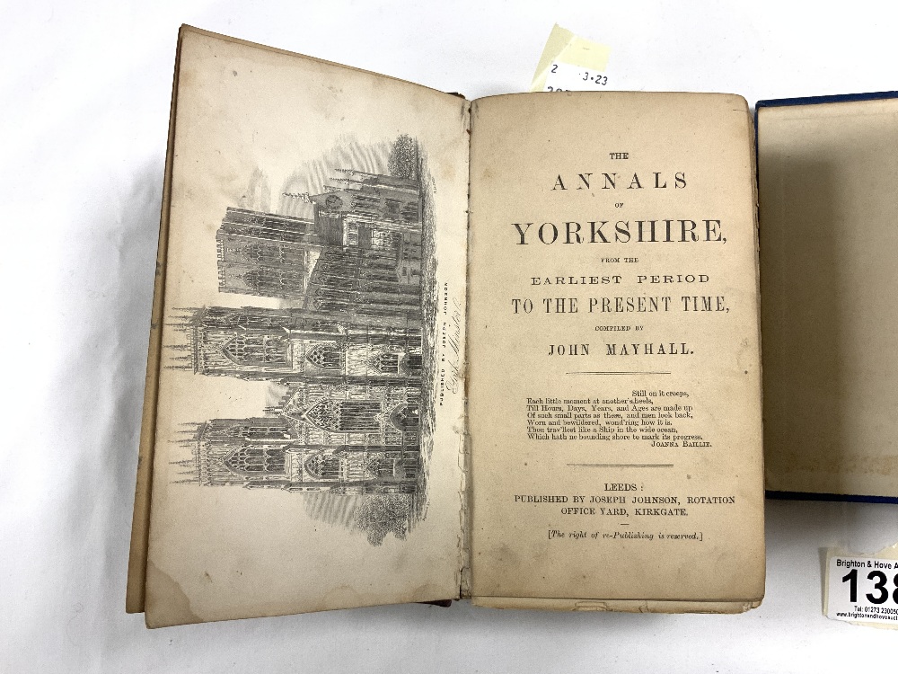 A NINETEENTH CENTURY LEATHER BOUND BOOK " ANNALS OF YORKSHIRE " WITH BLACK AND WHITE ENGRAVINGS, AND - Image 5 of 7