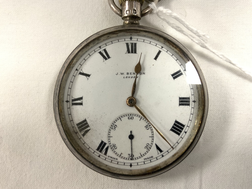 A HALLMARKED SILVER POCKET WATCH WITH WHITE ENAMEL DIAL AND SUBSIDIARY SECONDS, BIRMINGHAM 1893.WITH - Image 2 of 7