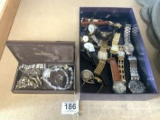 A QUANTITY OF MODERN WRISTWATCHES, AND SMALL QUANTITY OF COSTUME JEWELLERY.