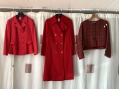 THREE VINTAGE LADIES RED COATS/JACKETS, ONE PETRA BRONS (PARIS), ONE KARA MODELL HEINZ RADTKE BERUM,