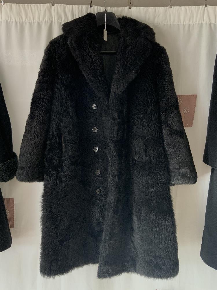 THREE VINTAGE FULL-LENGTH LADIES BLACK COATS, ONE BERNAT KLEIN FOR LIBERTY OF LONDON UK SIZE 16, ONE - Image 5 of 12