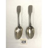 PAIR OF GEORGE III IRISH HALLMARKED SILVER TABLE SPOONS DATED 1808 BY JOHN PITTAR 22CM 137 GRAMS