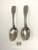 PAIR OF GEORGE III IRISH HALLMARKED SILVER TABLE SPOONS DATED 1808 BY JOHN PITTAR 22CM 137 GRAMS