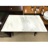 IRON BASED MARBLE TOP GARDEN TABLE, 105X60X72.