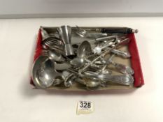 A QUANTITY OF PATTERNED COMMUNITY SILVER-PLATED CUTLERY, AND HEIRLOOM-PLATED PICKLE FORKS, AND THREE