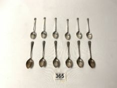 SET OF SIX HALLMARKED SILVER RAT TAIL COFFEE SPOONS, SHEFFIELD, R F MOSLEY & CO AND ANOTHER SET OF
