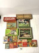 A QUANTITY OF OLD CARD GAMES - ZOO BOOTS, HATS OFF, ANIMAL RUMMY, CIRCUS SNAP, AND SPORTING CARD